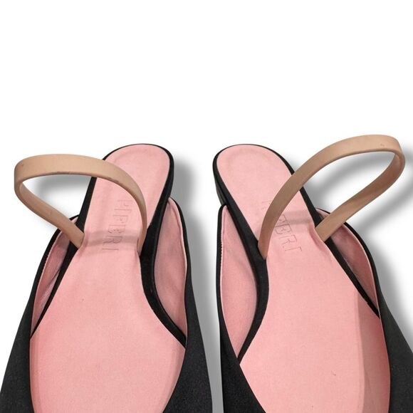 Piferi Black Satin Flats Pink Lining & Soles Embellishment Size 39 (US 8.5-9) - Picture 7 of 12